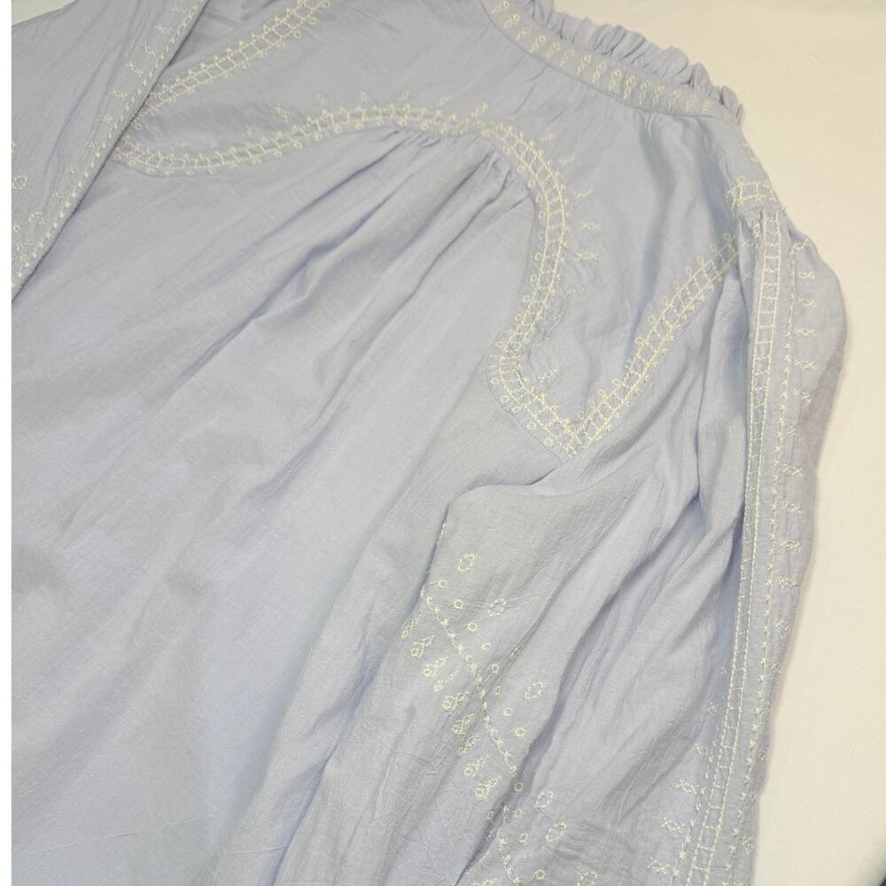 ba&sh Jaky Embroidered Blouse Blue and White | Boho Romantic French Style Size 3 - Picture 10 of 14